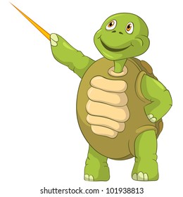 Cartoon Character Funny Turtle Isolated on White Background. Vector EPS 10.