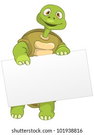 Cartoon Character Funny Turtle Isolated on White Background. Look Out. Vector EPS 10.