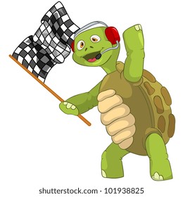 Cartoon Character Funny Turtle Isolated on White Background. Vector EPS 10.