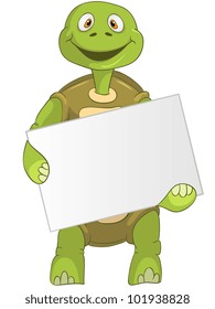 Cartoon Character Funny Turtle Isolated on White Background. Vector EPS 10.