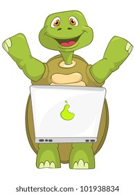 Cartoon Character Funny Turtle Isolated on White Background. Vector EPS 10.