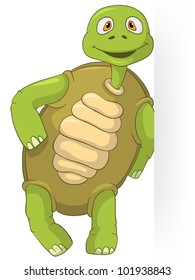 Cartoon Character Funny Turtle Isolated on White Background. Vector EPS 10.