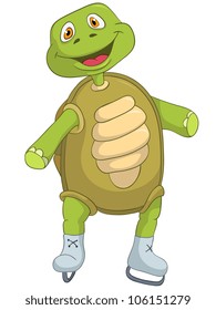 Cartoon Character Funny Turtle Isolated on White Background. Skater. Vector EPS 10.