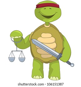 Cartoon Character Funny Turtle Isolated on White Background. Law. Vector EPS 10.