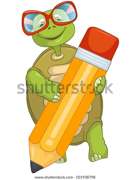 Cartoon Character Funny Turtle Isolated on White\
Background. Vector EPS\
10.