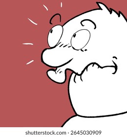 cartoon character funny vector illustration, a man biting his lip in surprise