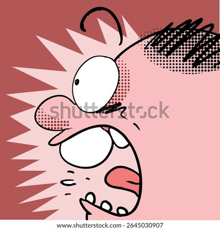 cartoon character funny vector illustration, a man who was very surprised and shouted with astonishment