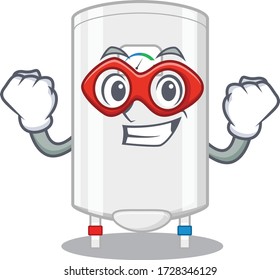 A cartoon character of gas water heater Super hero