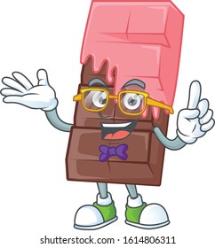 cartoon character of Geek chocolate bar with pink cream design