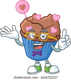 cartoon character of Geek chocolate love cupcake design