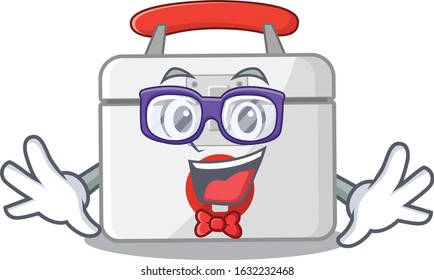 cartoon character of Geek first aid kit design