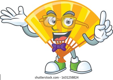 cartoon character of Geek gold chinese folding fan design