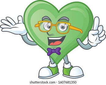 cartoon character of Geek green love design