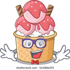 cartoon character of Geek ice cream sundae design