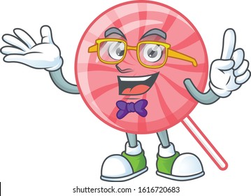 cartoon character of Geek pink round lollipop design