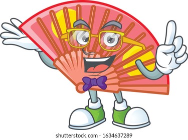 cartoon character of Geek red chinese folding fan design