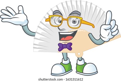 cartoon character of Geek white chinese folding fan design