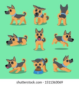 Cartoon character german shepherd dog poses for design.