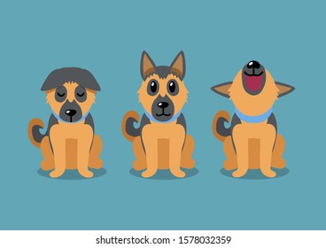 Cartoon character german shepherd dog poses for design.