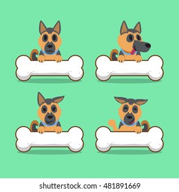 Cartoon character german shepherd dog with big bones