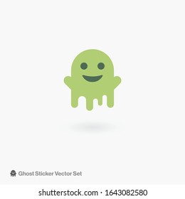 Cartoon Character Ghost EMoji. Happy Face Expression.