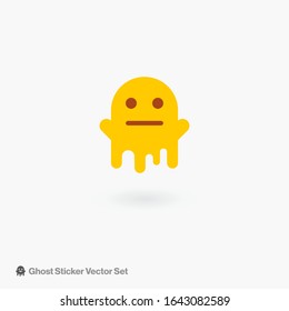 Cartoon Character Ghost EMoji. Neutral or Scary Sticker. Satisfaction Survey or Feedback Vector Icon.