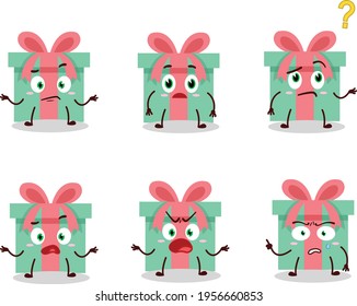 Cartoon character of gift with what expression