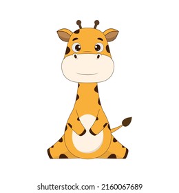 Cartoon character giraffe on white background. Giraffe icon. Vector illustration for design and print