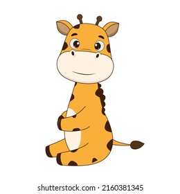 Cartoon character giraffe on white background. Giraffe icon. Vector illustration for design and print