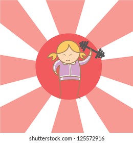 cartoon character of girl begin to workout
