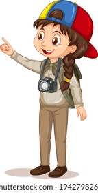 Cartoon character of a girl in camping outfits illustration