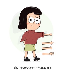 Cartoon character girl. Elements of web design for kindergarten, schools and colleges. 