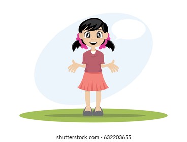 Cartoon character, The girl explained., vector eps10