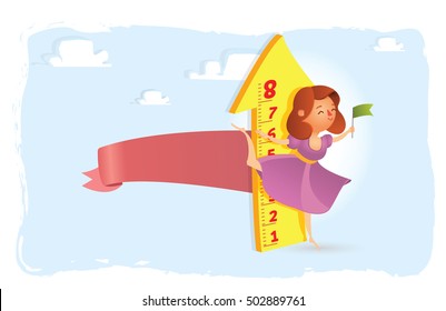  Cartoon character girl growth measures