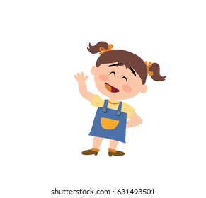 Cartoon character girl serious; isolated vector illustration.