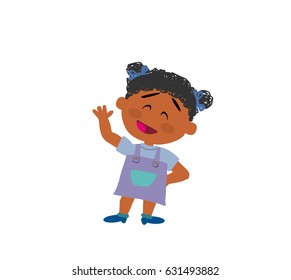 Cartoon character girl serious; isolated vector illustration.