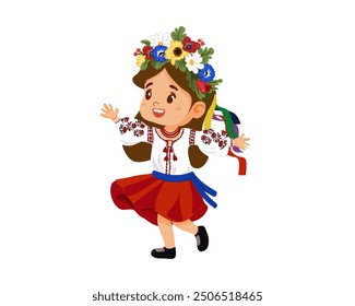 The cartoon character girl in traditional ukrainian dress