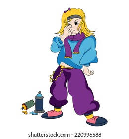 Cartoon character of a girl wearing stylish dress with shoes on white background.