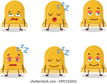Cartoon character of gold bell with sleepy expression. Vector illustration