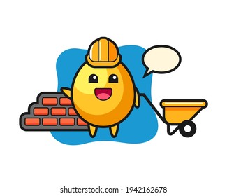 Cartoon character of golden egg as a builder