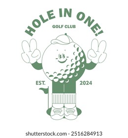 Cartoon personagem bola de golfe para impressão t shirt