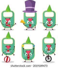 Cartoon character of green baby appron with various circus shows. Vector illustration