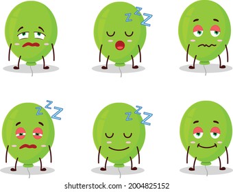 Cartoon character of green balloon with sleepy expression. Vector illustration