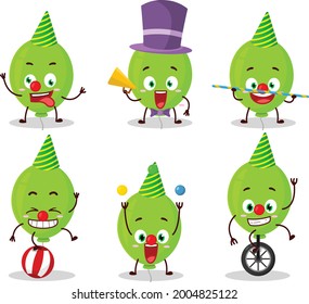 Cartoon character of green balloon with various circus shows. Vector illustration