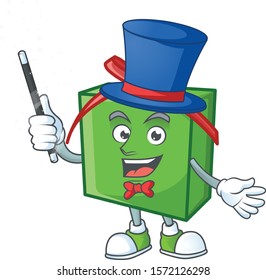 Cartoon character of green gift box Magician style