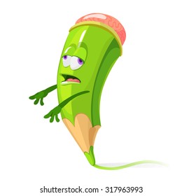 cartoon character green pencil zombie