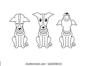 Cartoon character greyhound dog poses for design.