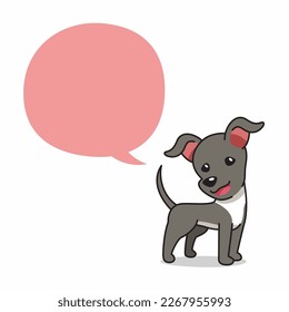 Cartoon character greyhound dog with speech bubble for design.