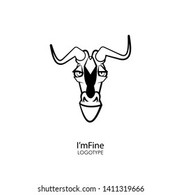 Cartoon character grimaces. The head of a funny cool antelope. Vector. I'm fine! All is well!