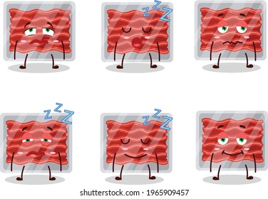 Cartoon character of ground meat with sleepy expression